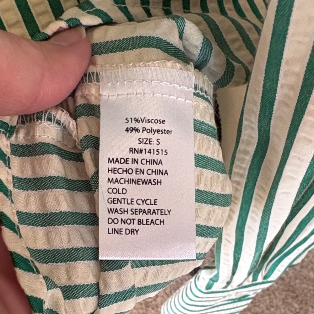 Blenca S Green and‎ Cream Striped Women's Button-Down Shirt - Picture 9 of 9